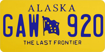 AK license plate GAW920