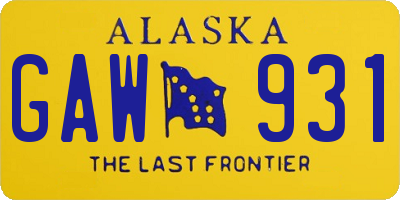 AK license plate GAW931