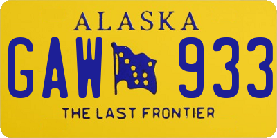 AK license plate GAW933