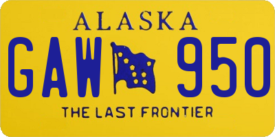 AK license plate GAW950