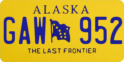AK license plate GAW952