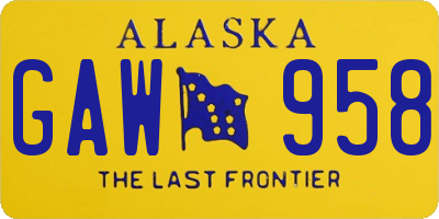 AK license plate GAW958