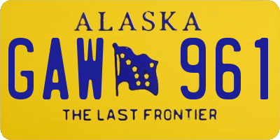 AK license plate GAW961