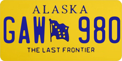 AK license plate GAW980