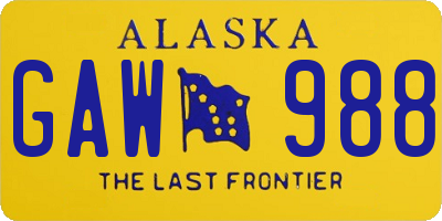 AK license plate GAW988