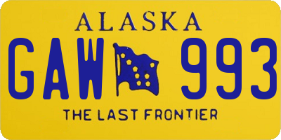 AK license plate GAW993
