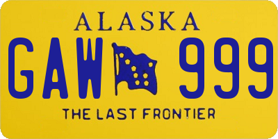 AK license plate GAW999