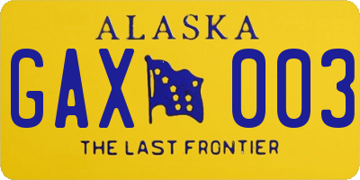 AK license plate GAX003