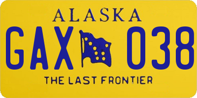 AK license plate GAX038