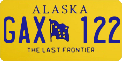 AK license plate GAX122