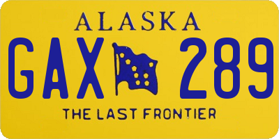 AK license plate GAX289