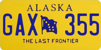 AK license plate GAX355