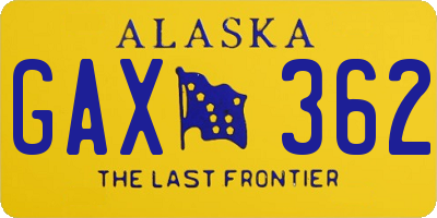 AK license plate GAX362