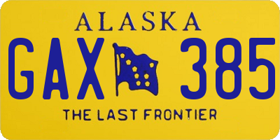 AK license plate GAX385