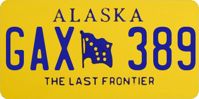 AK license plate GAX389