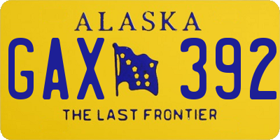 AK license plate GAX392