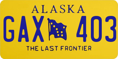 AK license plate GAX403