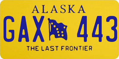 AK license plate GAX443