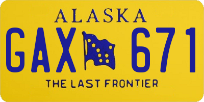AK license plate GAX671