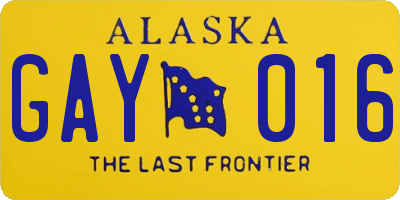 AK license plate GAY016