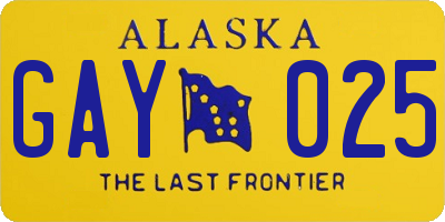 AK license plate GAY025