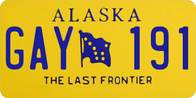 AK license plate GAY191