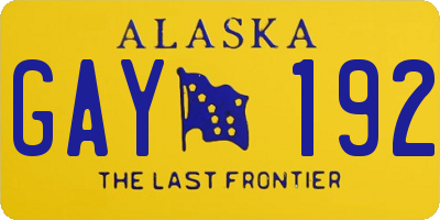 AK license plate GAY192