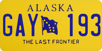 AK license plate GAY193