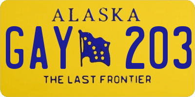 AK license plate GAY203