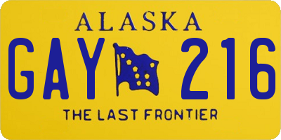 AK license plate GAY216