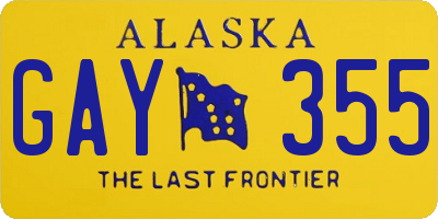 AK license plate GAY355