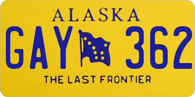 AK license plate GAY362