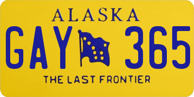 AK license plate GAY365