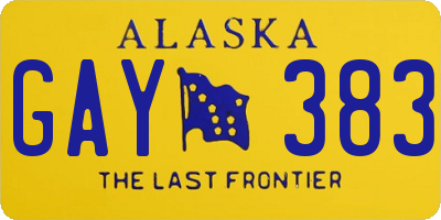 AK license plate GAY383