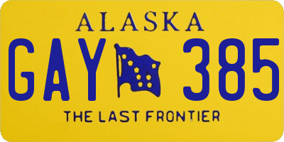 AK license plate GAY385