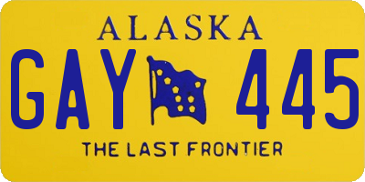 AK license plate GAY445