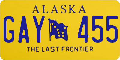 AK license plate GAY455