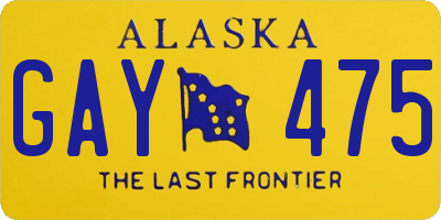 AK license plate GAY475