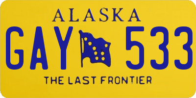AK license plate GAY533