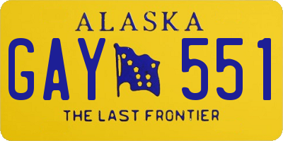AK license plate GAY551