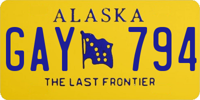 AK license plate GAY794
