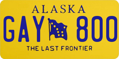 AK license plate GAY800