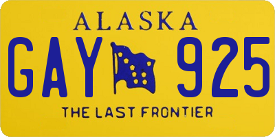 AK license plate GAY925