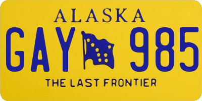 AK license plate GAY985
