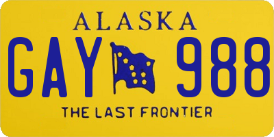 AK license plate GAY988