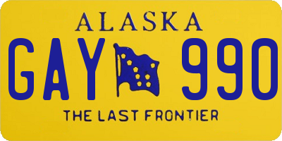 AK license plate GAY990