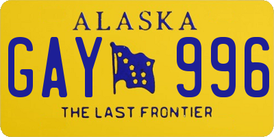 AK license plate GAY996