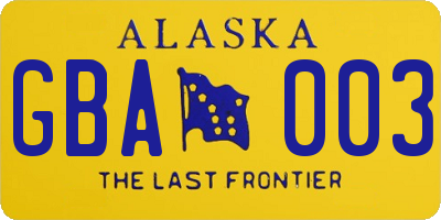 AK license plate GBA003