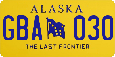 AK license plate GBA030