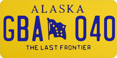 AK license plate GBA040